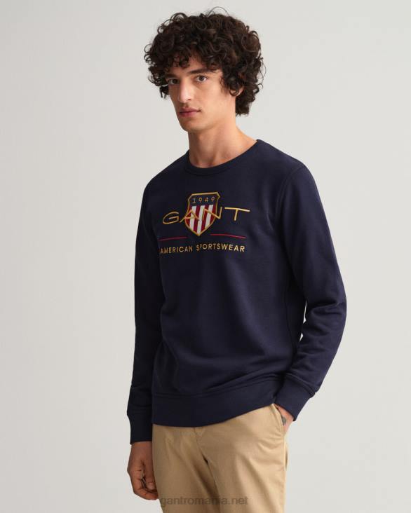 archive shield hanorac cu decolteu 888T253 albastru de seară GANT bărbați