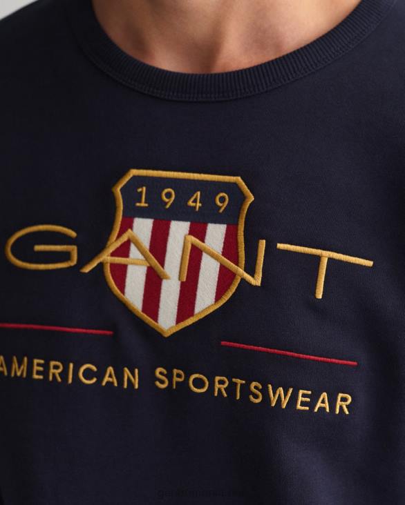 archive shield hanorac cu decolteu 888T253 albastru de seară GANT bărbați