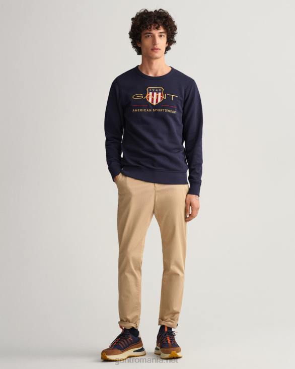 archive shield hanorac cu decolteu 888T253 albastru de seară GANT bărbați