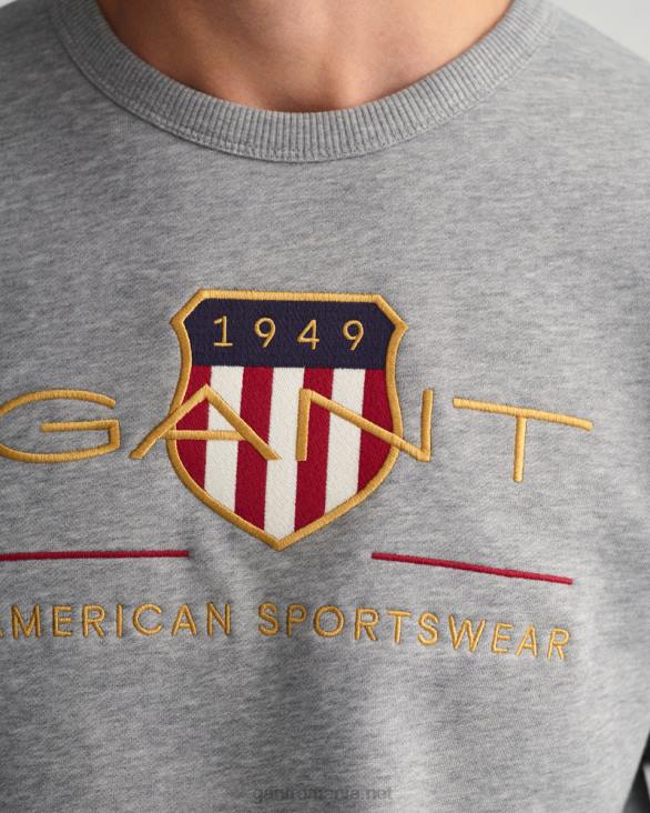 archive shield hanorac cu decolteu 888T254 melange gri GANT bărbați