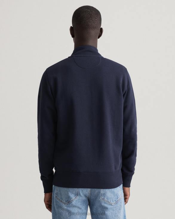 cardigan original cu fermoar complet 888T278 albastru de seară GANT bărbați