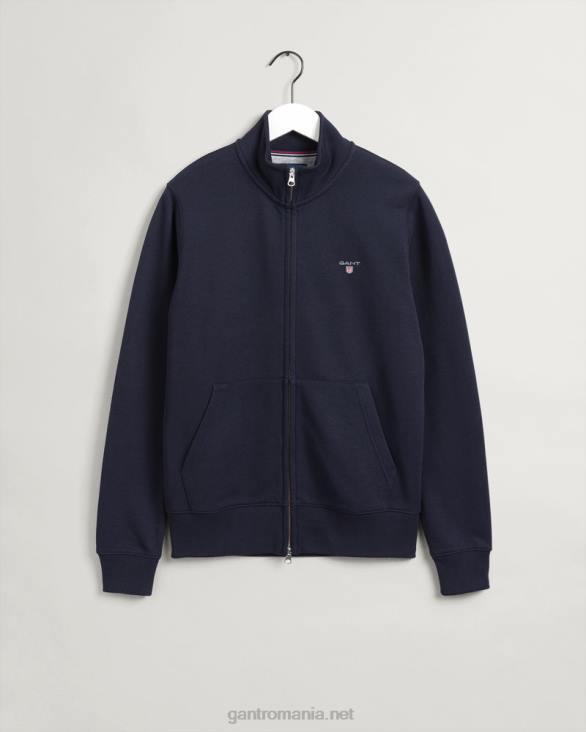 cardigan original cu fermoar complet 888T278 albastru de seară GANT bărbați