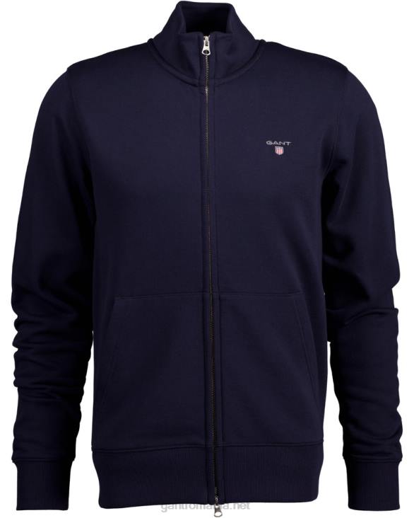 cardigan original cu fermoar complet 888T278 albastru de seară GANT bărbați