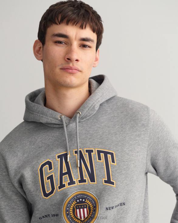 crest shield sweat hanorac 888T282 melange gri GANT bărbați
