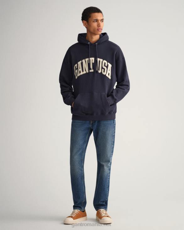 hanoraș cu transpirație grafică SUA 888T231 albastru de seară GANT bărbați