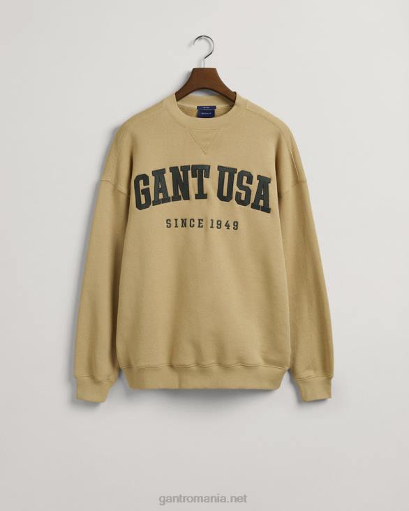 hanorac cu decolteu rotund grafic SUA 888T224 bej alun GANT bărbați
