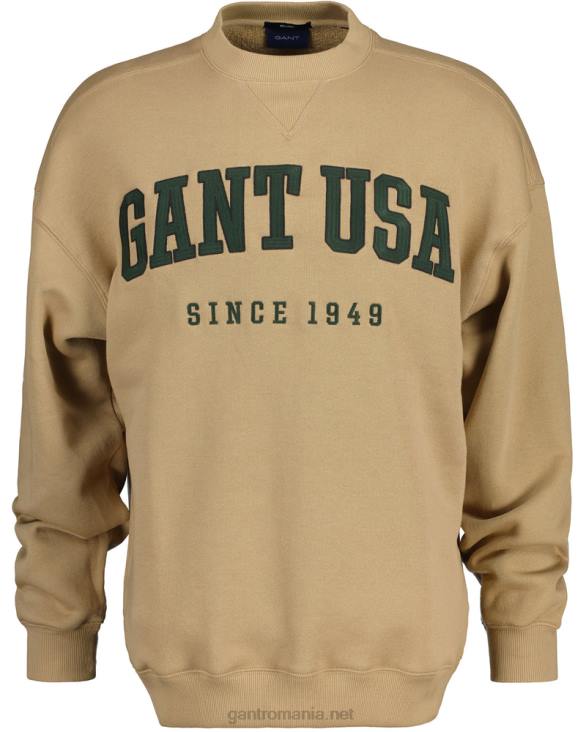 hanorac cu decolteu rotund grafic SUA 888T224 bej alun GANT bărbați