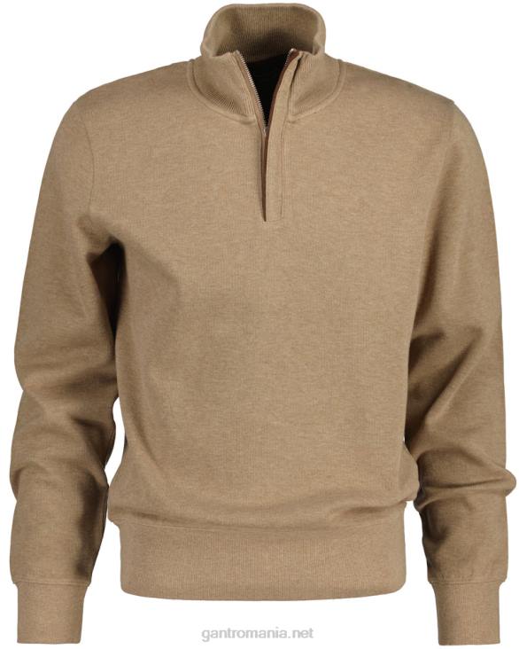 hanorac cu jumătate de fermoar în coastă 888T232 kaki mel GANT bărbați