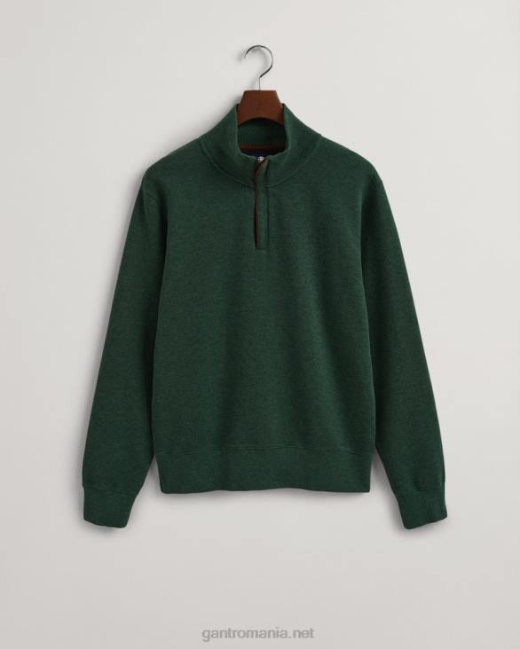 hanorac cu jumătate de fermoar în coastă 888T241 pădure verde mel GANT bărbați