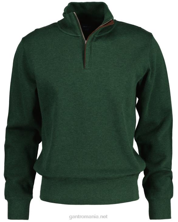 hanorac cu jumătate de fermoar în coastă 888T241 pădure verde mel GANT bărbați