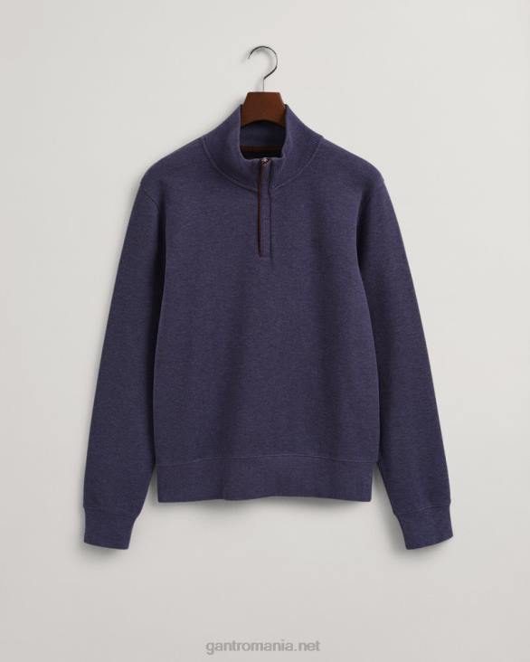 hanorac cu jumătate de fermoar în coastă 888T266 blugi inchisi albastru melange GANT bărbați