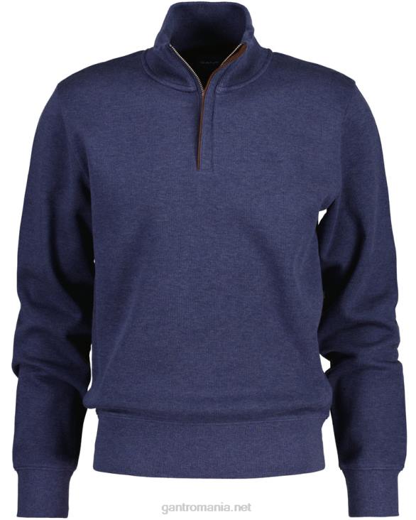 hanorac cu jumătate de fermoar în coastă 888T266 blugi inchisi albastru melange GANT bărbați