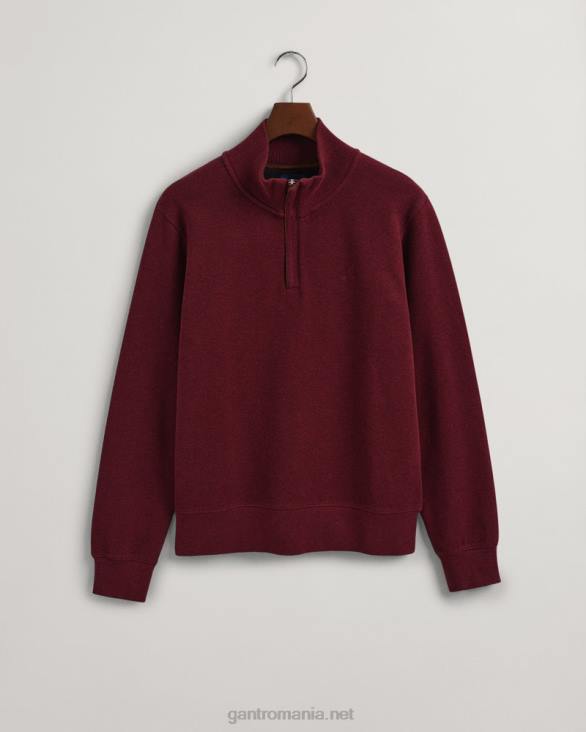 hanorac cu jumătate de fermoar în coastă 888T267 dk. burgundy mel GANT bărbați