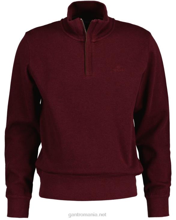 hanorac cu jumătate de fermoar în coastă 888T267 dk. burgundy mel GANT bărbați