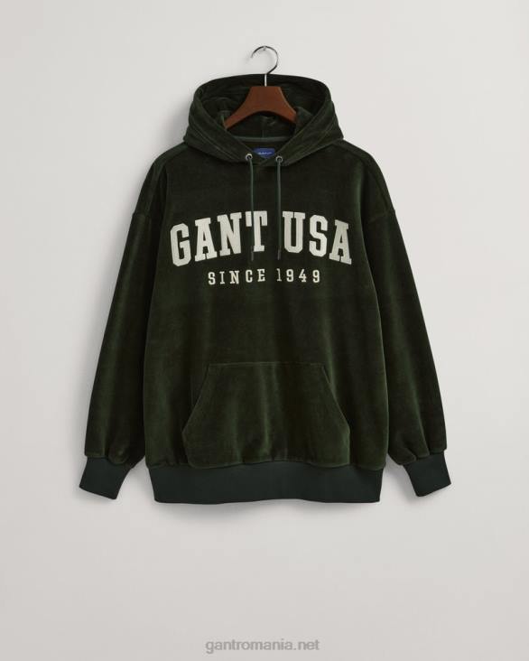 hanorac din velur 888T229 verde furtună GANT bărbați