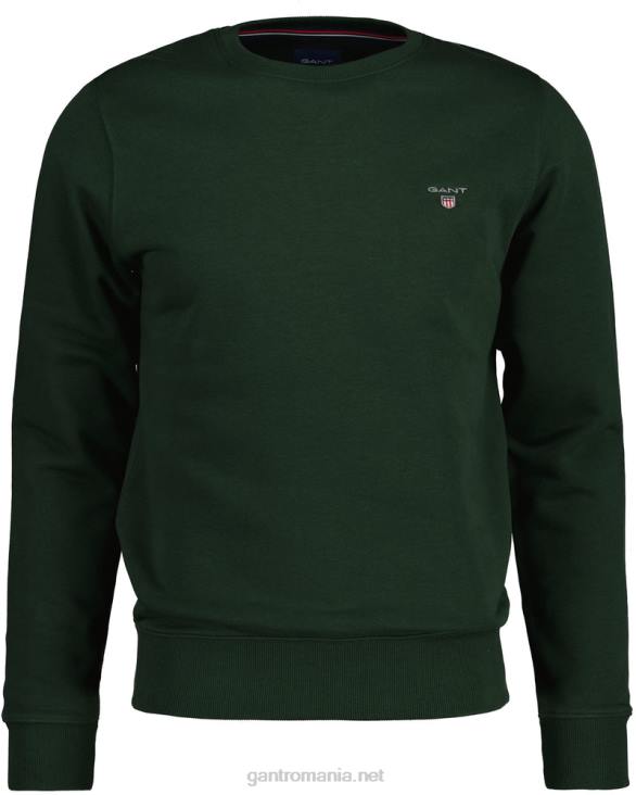 hanorac original cu gât roșu 888T259 verde furtună GANT bărbați