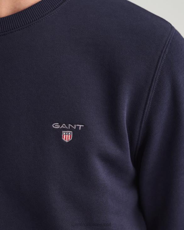 hanorac original cu gât roșu 888T288 albastru de seară GANT bărbați