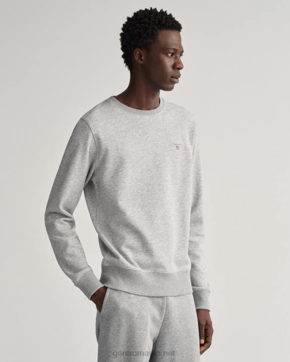 hanorac original cu gât roșu 888T294 melange gri GANT bărbați