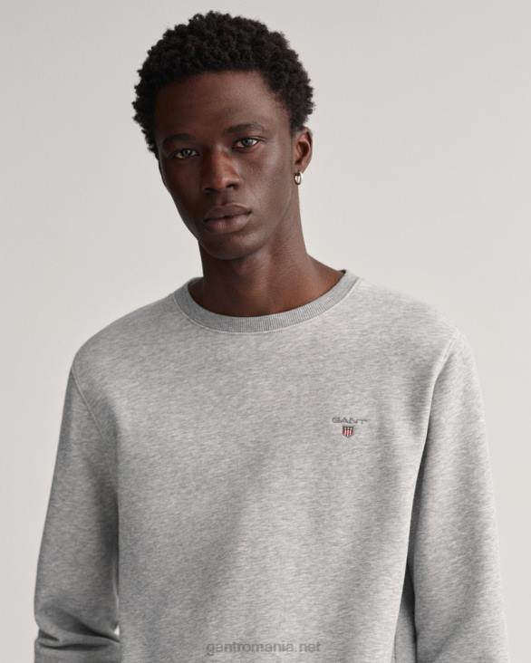 hanorac original cu gât roșu 888T294 melange gri GANT bărbați