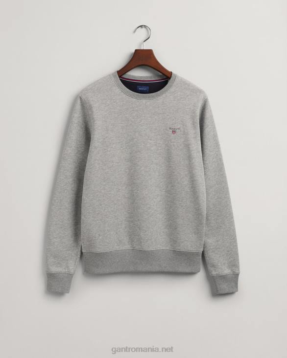 hanorac original cu gât roșu 888T294 melange gri GANT bărbați