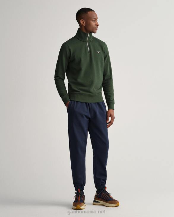 hanorac original cu jumătate de fermoar 888T251 verde furtună GANT bărbați