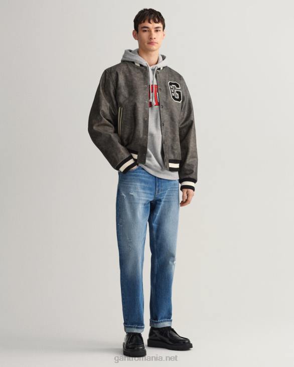 geaca de varsity din piele 888T394 grafit GANT bărbați