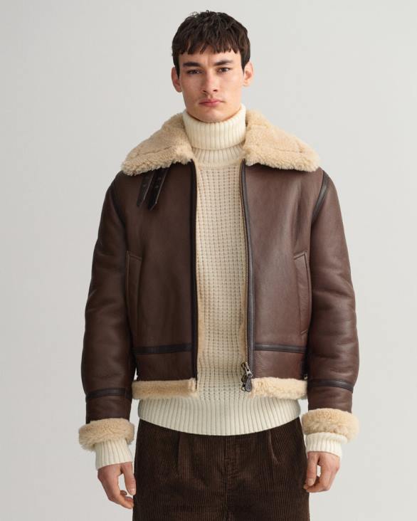 jachetă din shearling 888T370 maro bogat GANT bărbați
