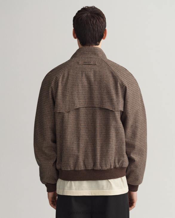jachetă harrington din lână cu carouri 888T381 bej alun GANT bărbați