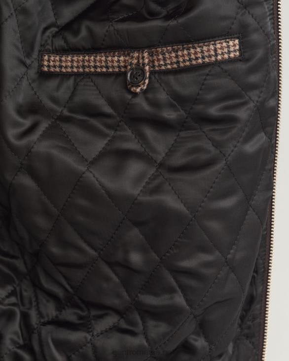 jachetă harrington din lână cu carouri 888T381 bej alun GANT bărbați