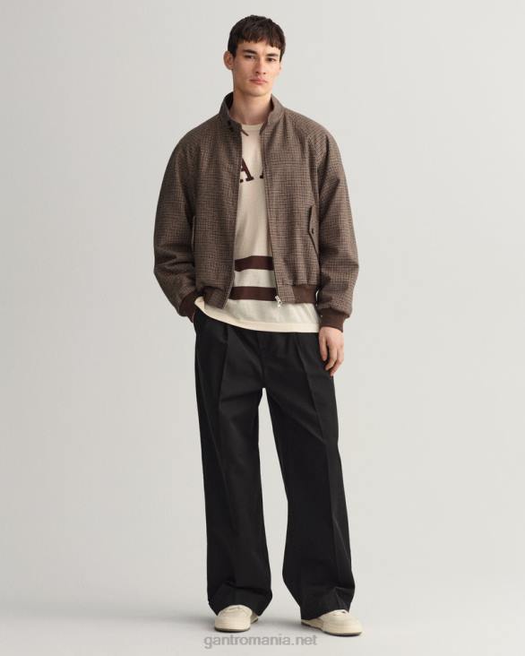 jachetă harrington din lână cu carouri 888T381 bej alun GANT bărbați