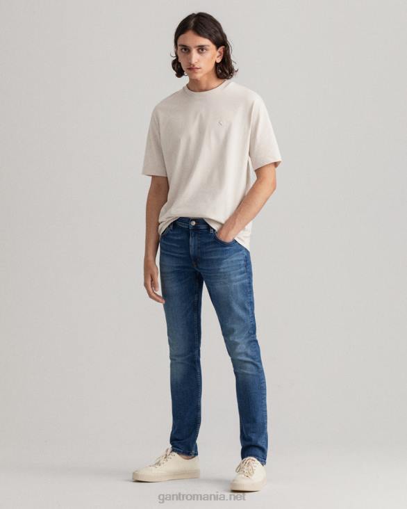 blugi maxen extra slim fit retro shield 888T416 albastru mijlociu spart GANT bărbați