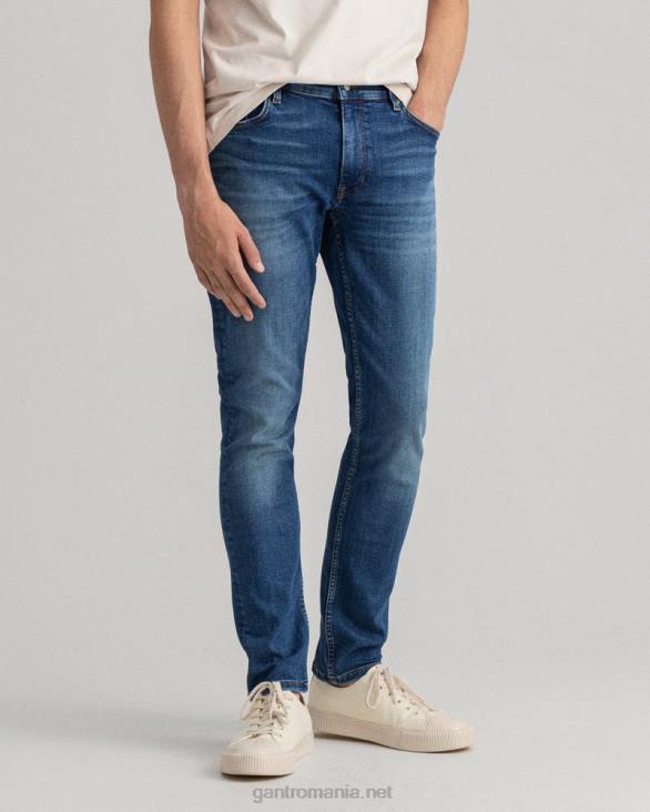 blugi maxen extra slim fit retro shield 888T416 albastru mijlociu spart GANT bărbați