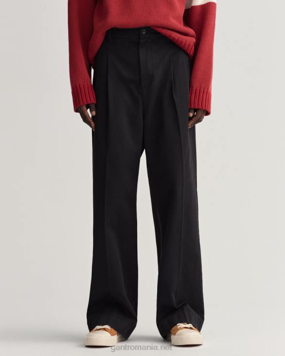 pantaloni chino cu volum plisat 888T401 negru de abanos GANT bărbați