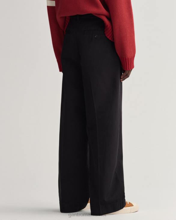 pantaloni chino cu volum plisat 888T401 negru de abanos GANT bărbați