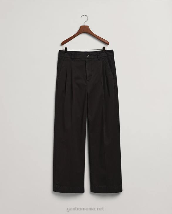 pantaloni chino cu volum plisat 888T401 negru de abanos GANT bărbați