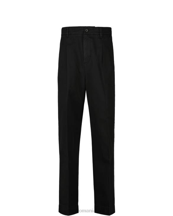 pantaloni chino cu volum plisat 888T401 negru de abanos GANT bărbați
