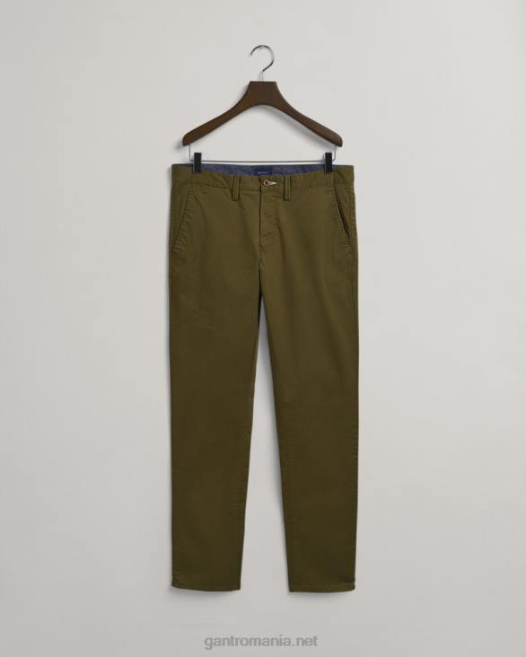 pantaloni chino hallden slim fit din twill 888T412 verde armată GANT bărbați