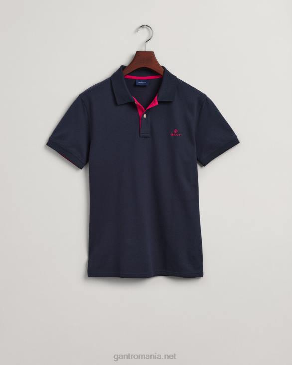 guler contrast pique rug 888T112 albastru de seară GANT bărbați