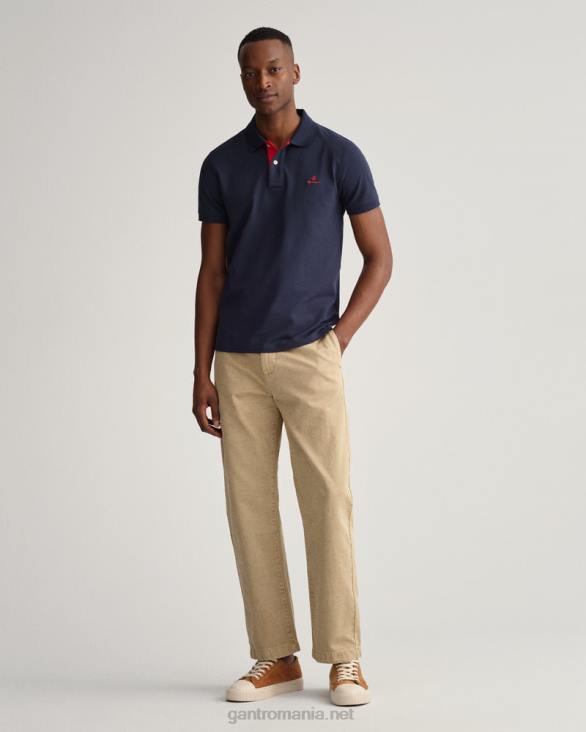 guler contrast pique rug 888T112 albastru de seară GANT bărbați