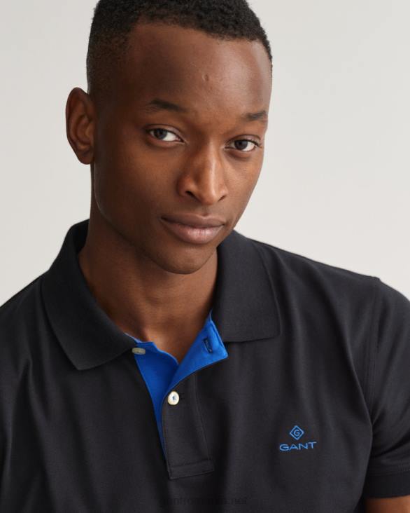 guler contrast pique rug 888T114 negru GANT bărbați