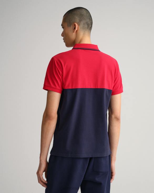 tricou polo archive shield block piqué 888T123 Rosu aprins GANT bărbați