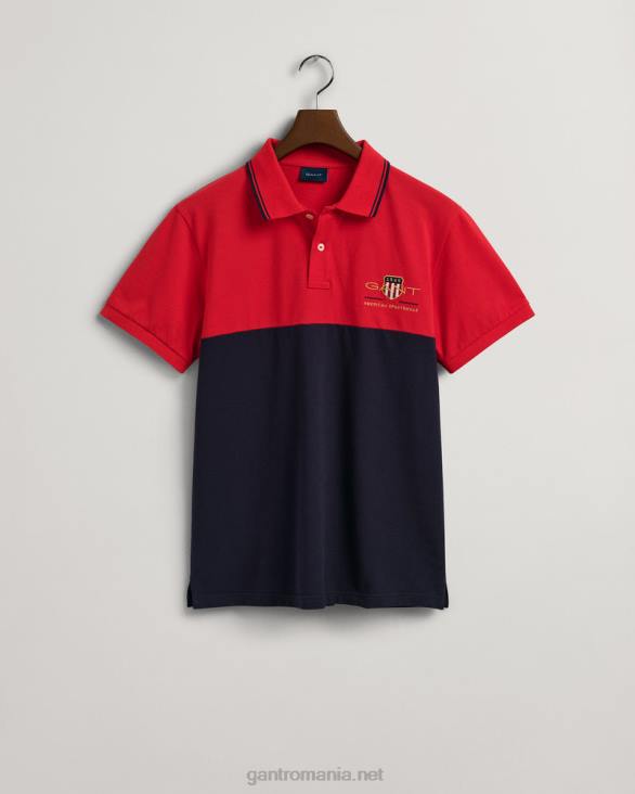 tricou polo archive shield block piqué 888T123 Rosu aprins GANT bărbați