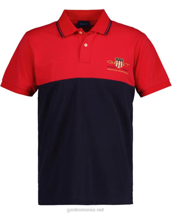 tricou polo archive shield block piqué 888T123 Rosu aprins GANT bărbați