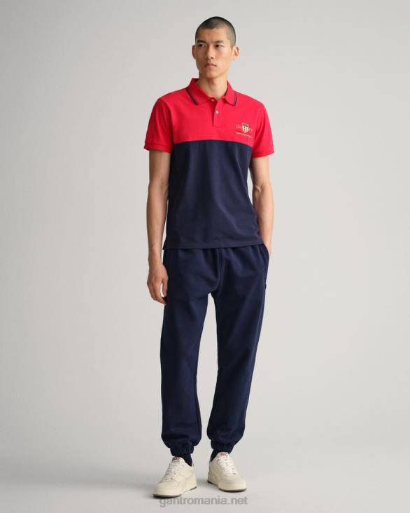 tricou polo archive shield block piqué 888T123 Rosu aprins GANT bărbați