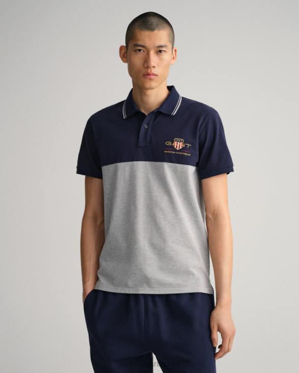 tricou polo archive shield block piqué 888T130 albastru de seară GANT bărbați