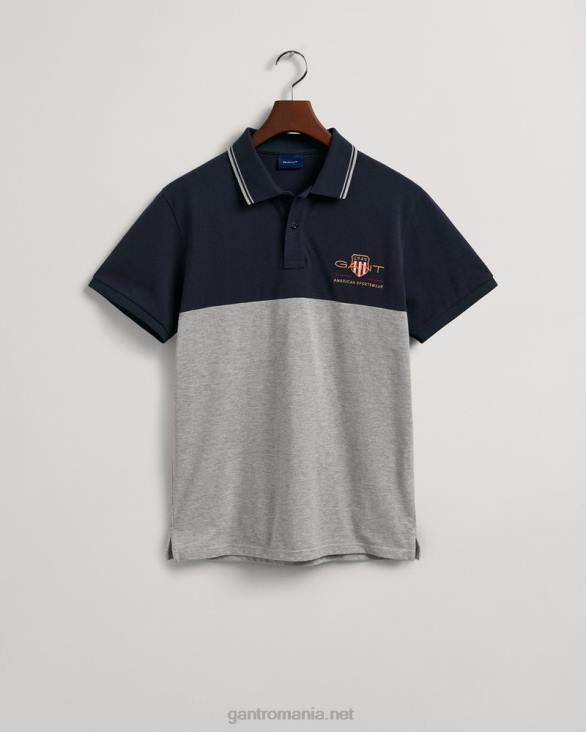 tricou polo archive shield block piqué 888T130 albastru de seară GANT bărbați