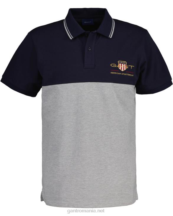 tricou polo archive shield block piqué 888T130 albastru de seară GANT bărbați