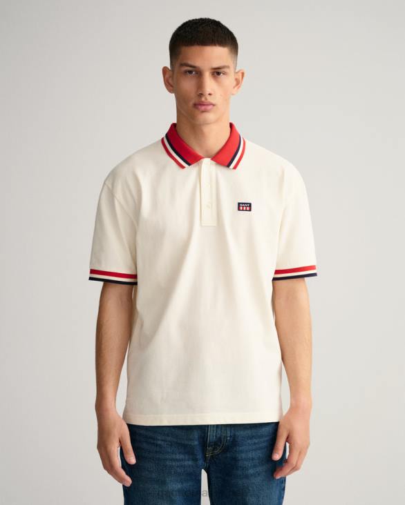 tricou polo cu steag retro piqué 888T122 cremă GANT bărbați