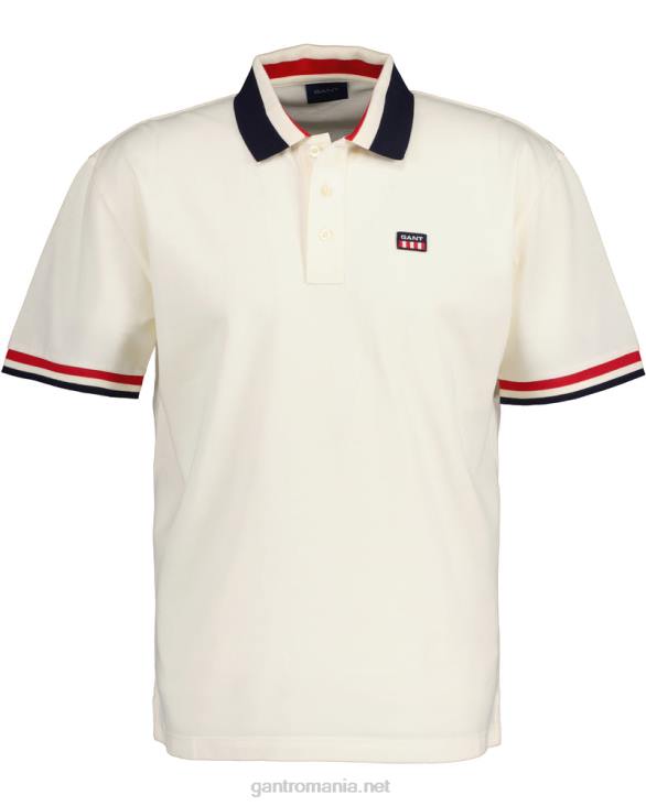 tricou polo cu steag retro piqué 888T122 cremă GANT bărbați