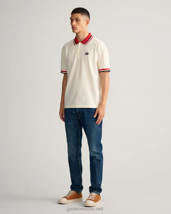 tricou polo cu steag retro piqué 888T122 cremă GANT bărbați
